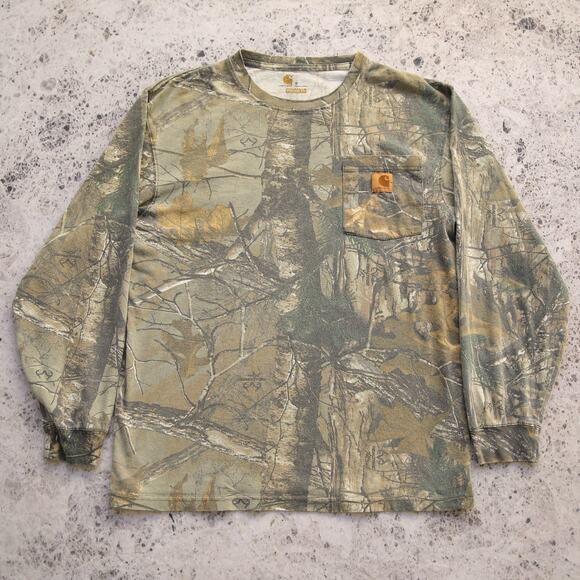 Vintage Carhartt K285 977 Realtree FADED Camo Long Sleeve Pocket Shirt Small - Picture 1 of 11